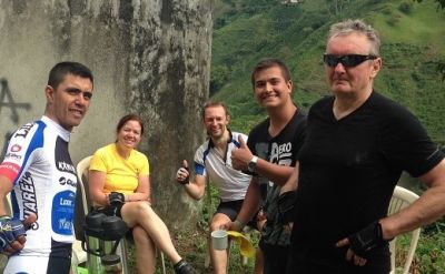 Tony Hocking Cycling on the  tour with redspokes